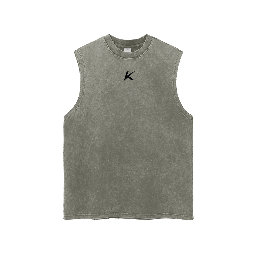 Snow Washed Frayed Hem Tank Top