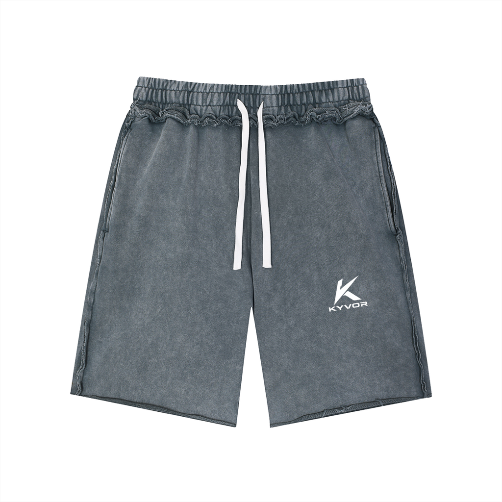 Unisex Mineral Wash Raw Edge Shorts