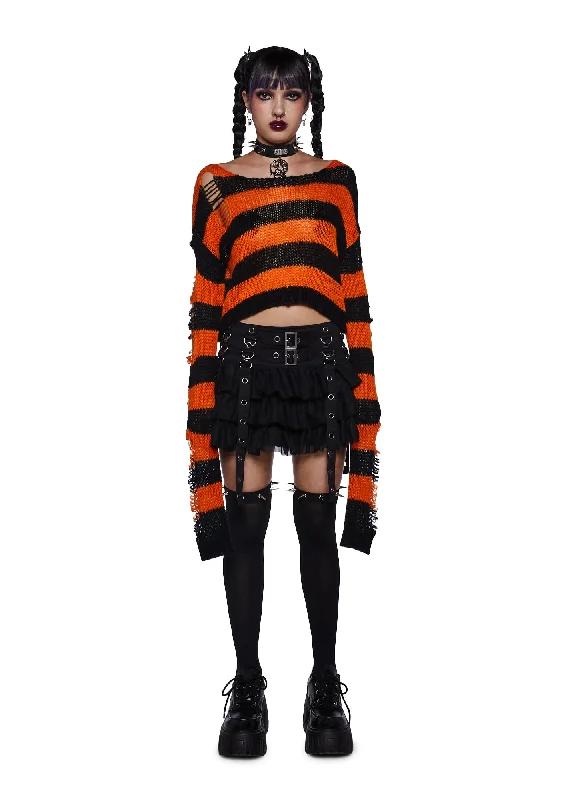 Celebrate With Big Savings Night Of Fright Distressed Sweater