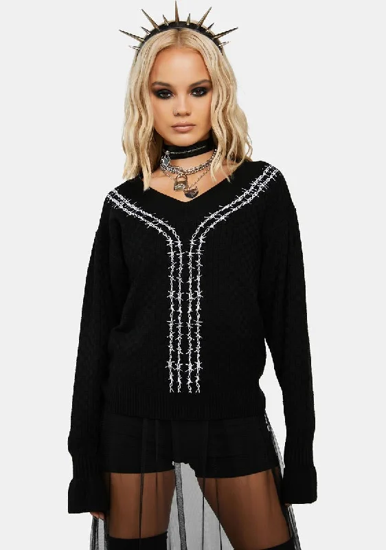 Current Trends Barbed Wire Oversized Sweater