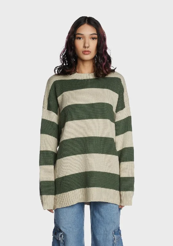 Classic Women's Fashion Sage Total Inconvenience Striped Sweater