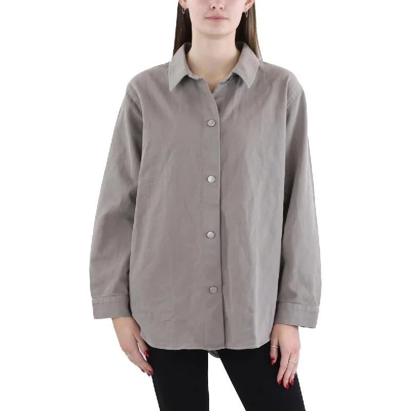 Fashion Forward Womens Organic Cotton Solid Shirt Jacket