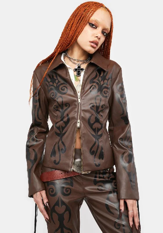 Brand Name Clothing Discount Extravaganza Into The Woods Vegan Leather Jacket