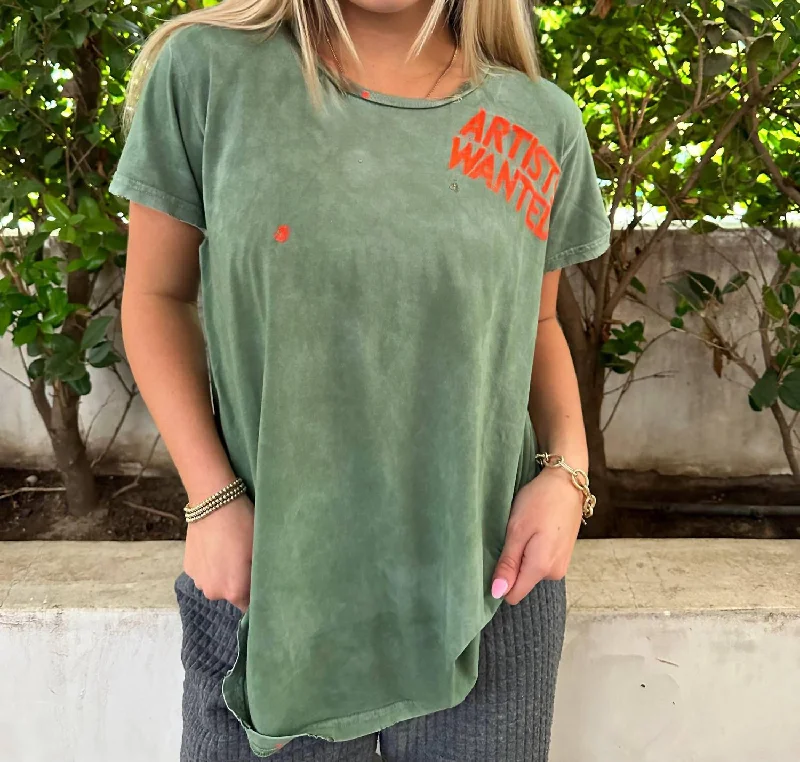 Playful Elegance Artistwanted Paint Short Sleeve Tee In Green