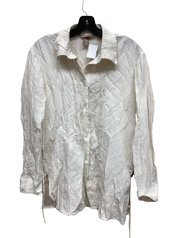 Top Long Sleeve By H&m In White, Size: Xs