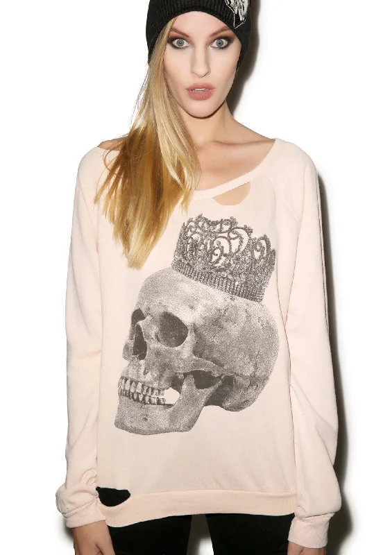 Trendy Urban Attire Crowned Skull Sweater