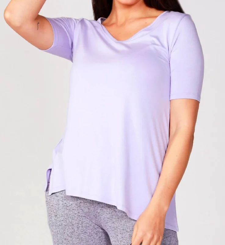 Summer Deals Short Sleeve V-Neck T Shirt In Lilac