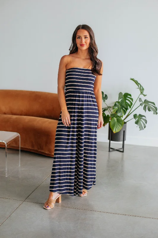 Polished Finish Elina Striped Jumpsuit