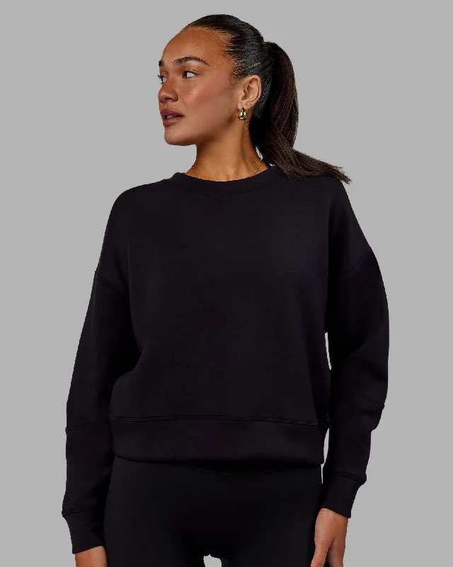 Casual Fashion Elevate SoftTouch Crew Neck Sweater - Black-Black