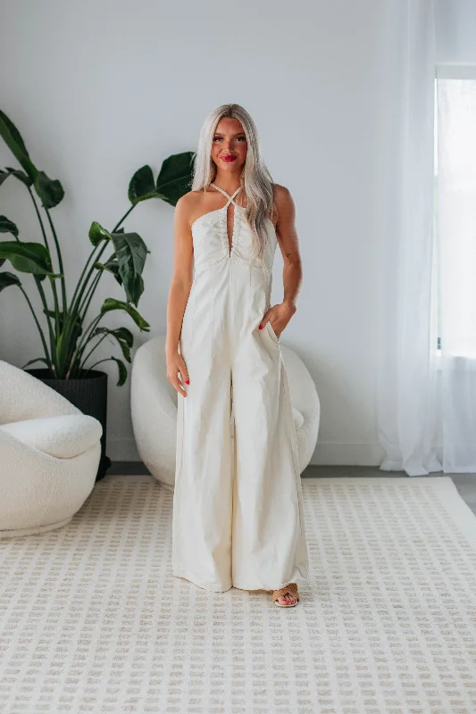 Timeless Elegant Reba Denim Jumpsuit - Ivory