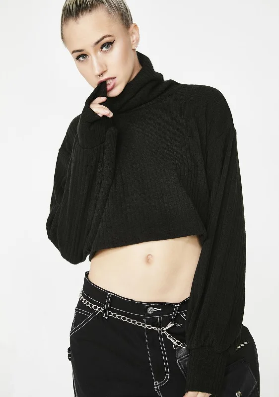 Effortless Style, Endless Impact Onyx Nizer Balloon Sleeve Crop Jumper