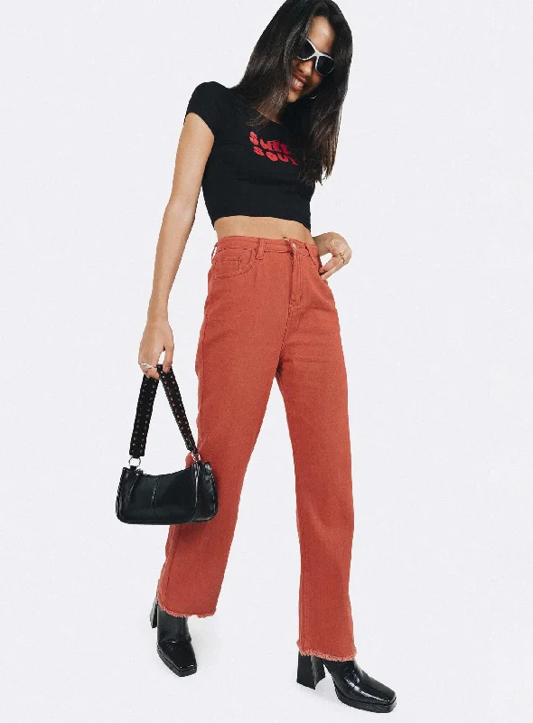 Fashion Forward Kalinda Denim Jeans Red