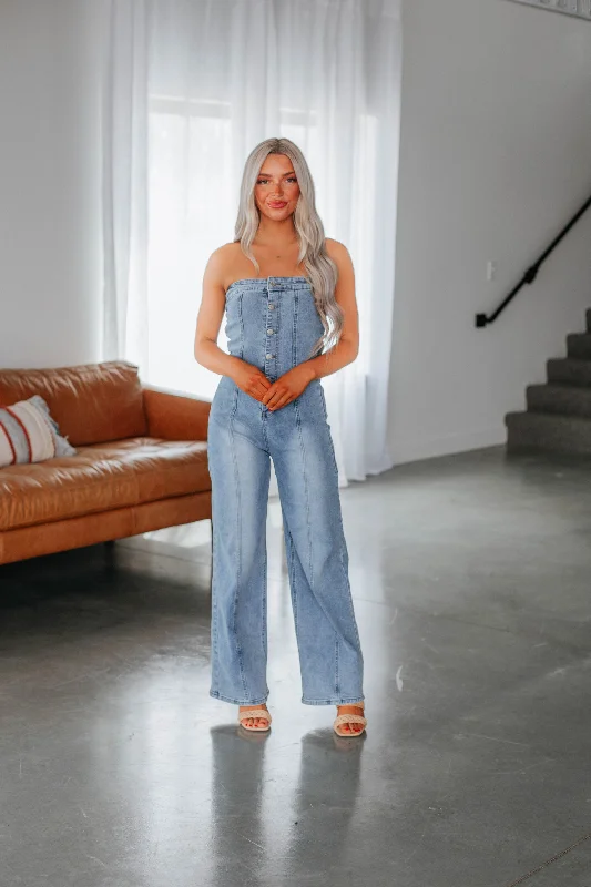 Feminine Soft - Hued Look Zariah Denim Jumpsuit