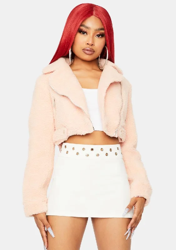 Ends Soon Rose Crop Me Out Sherpa Jacket