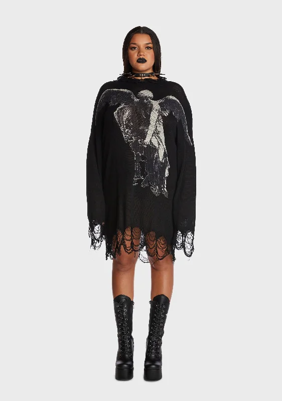 Find Your Unique Flair Plus Winged Defeat Oversized Sweater