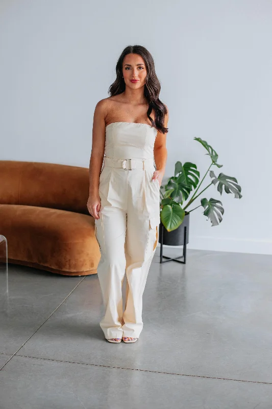 Romantic Flair Brady Cargo Jumpsuit - Natural