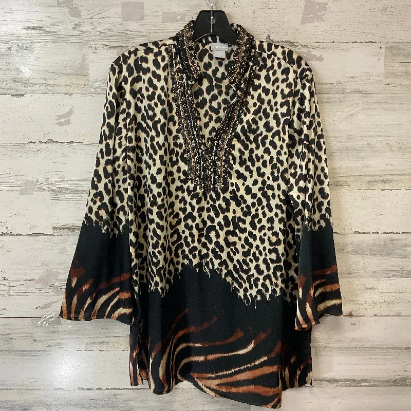 Tunic 3/4 Sleeve By Chicos In Animal Print, Size: L