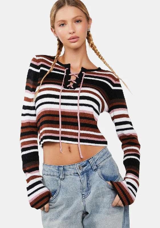 Chic Trend Collection Caught On Camera Striped Sweater