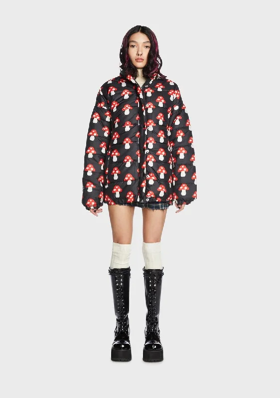 New Arrivals Mushroom Print Puffer Jacket