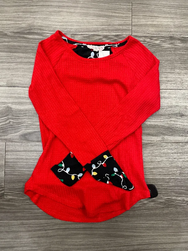 Top Long Sleeve By Pink Rose In Red, Size: Xs