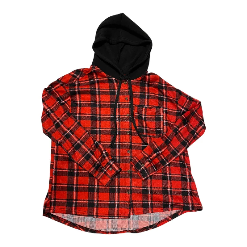 Top Long Sleeve By Passport In Black & Red, Size: M