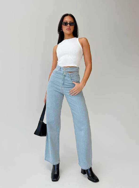 Grab Romantic Date - Night Styles Now Bansley Double Waistband Jeans Light Denim