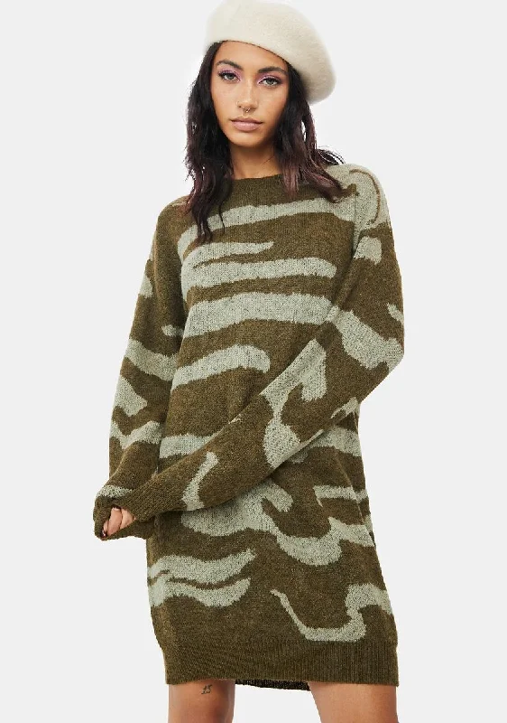 Vibrant Femme Fashion Green Machine Oversized Sweater