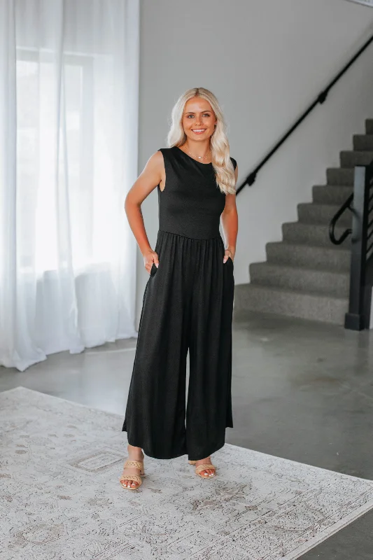 Dreamy Draping Halayna Jumpsuit - Black