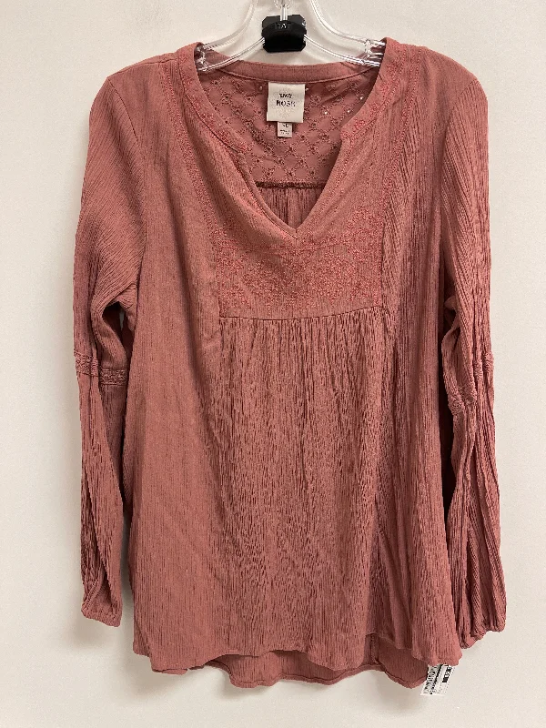 Top Long Sleeve By Knox Rose In Pink, Size: Xl