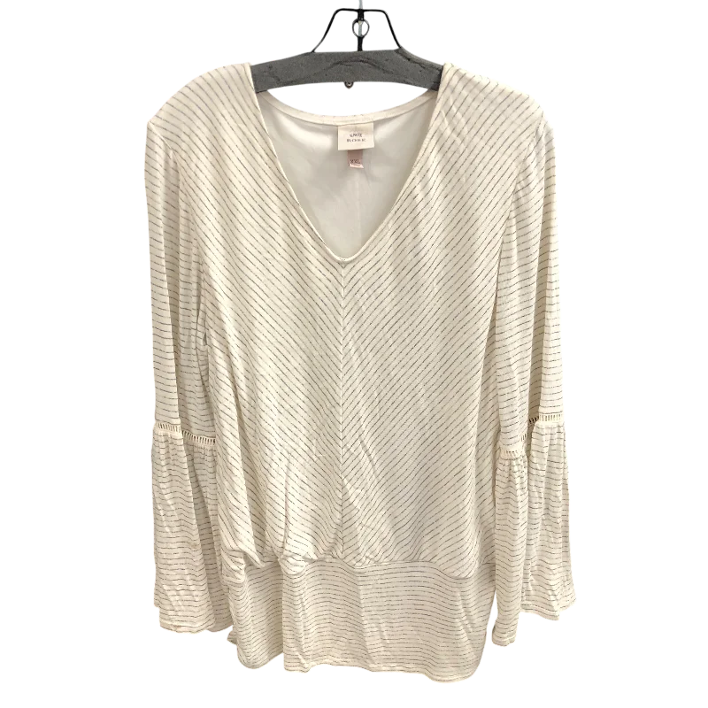 Top Long Sleeve By Knox Rose In White, Size: 2x