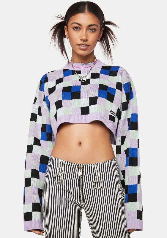 High End Designer Brands Discount Mainframe Checkered Sweater