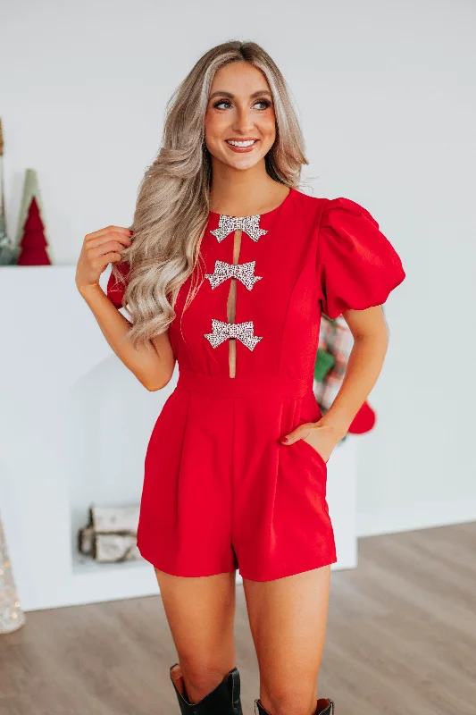 Big Savings On Rustic Countryside Styles Madly In Love Romper - Red