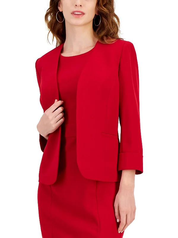 Hot Deals Petites Womens Crepe Stretch Open-Front Blazer