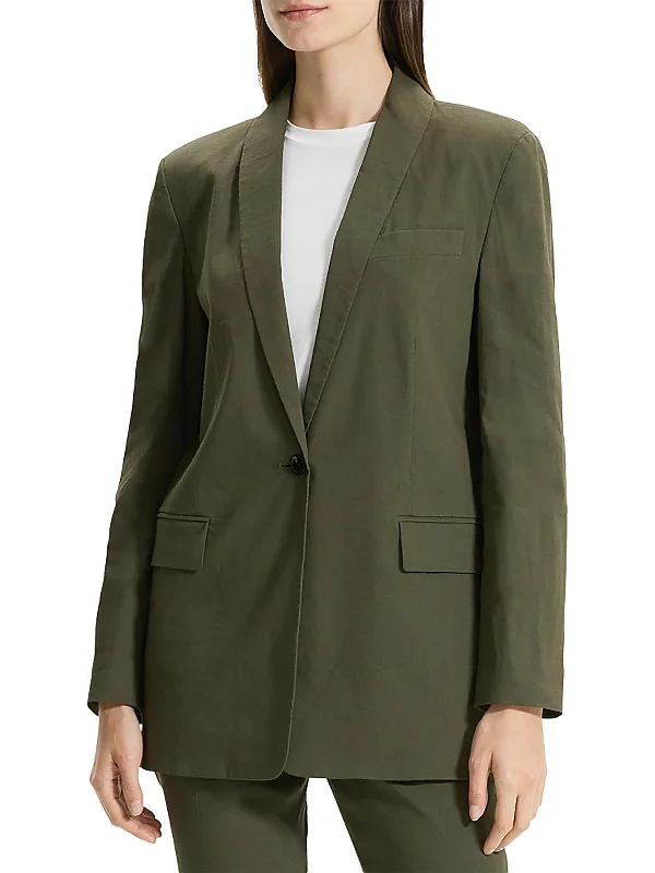 Buy More, Save More Womens Linen Blend Work Wear One-Button Blazer