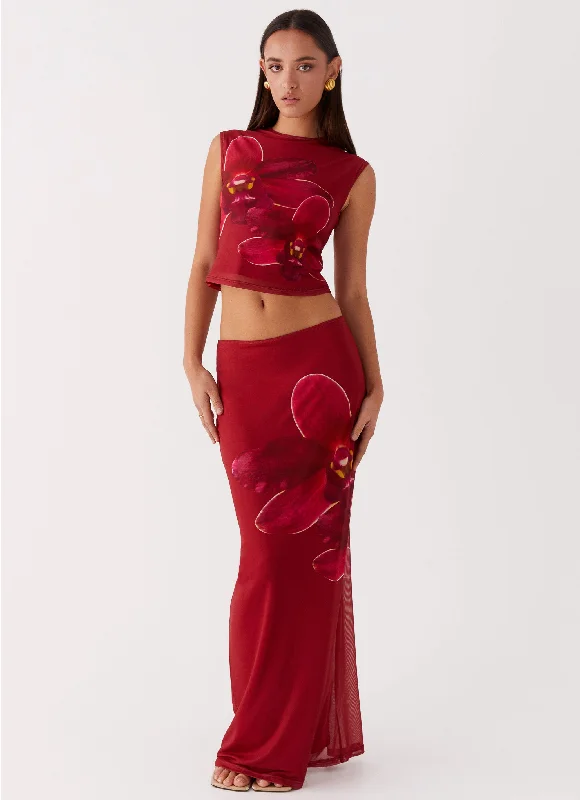 Vibrant Femme Fashion Waiting For Dawn Mesh Maxi Skirt - Rosa