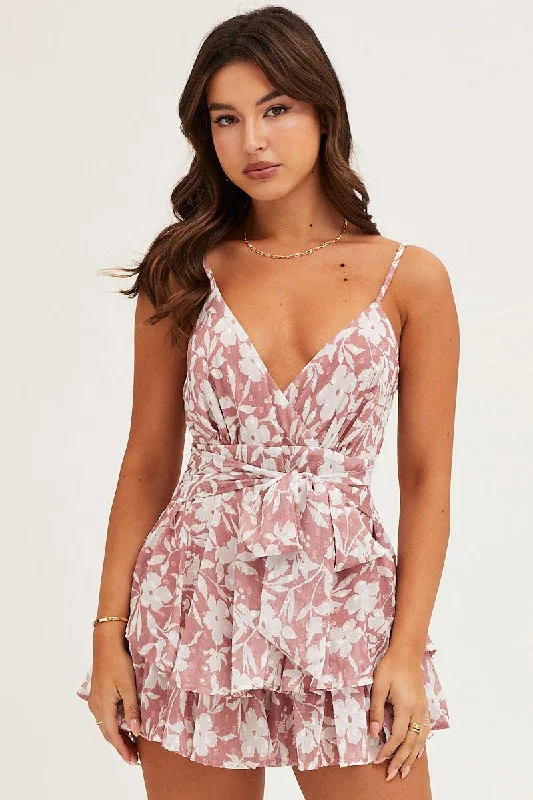 Essentials On Sale Print Layered Short Playsuit