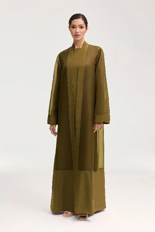 Trendy Fashion For Women Estee Viscose Open Abaya - Olive Night