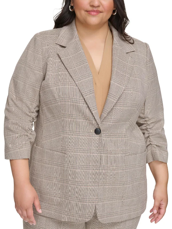 Flash Sale, Don't Miss Plus Womens Houndstooth Suit Separate One-Button Blazer