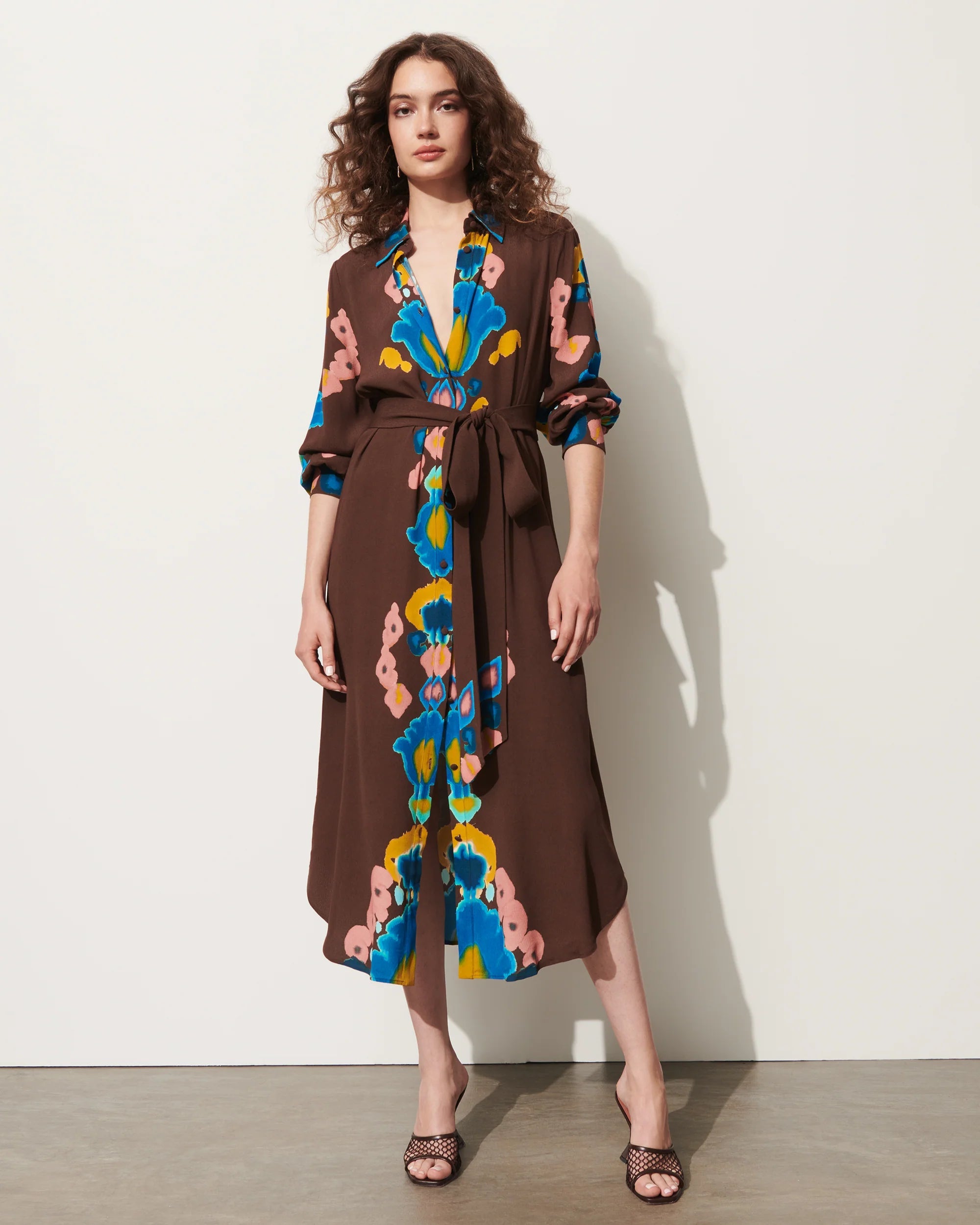 High-Quality Women's Fashion Dresses Loretta Dress Inkblot Irate Espresso Brown