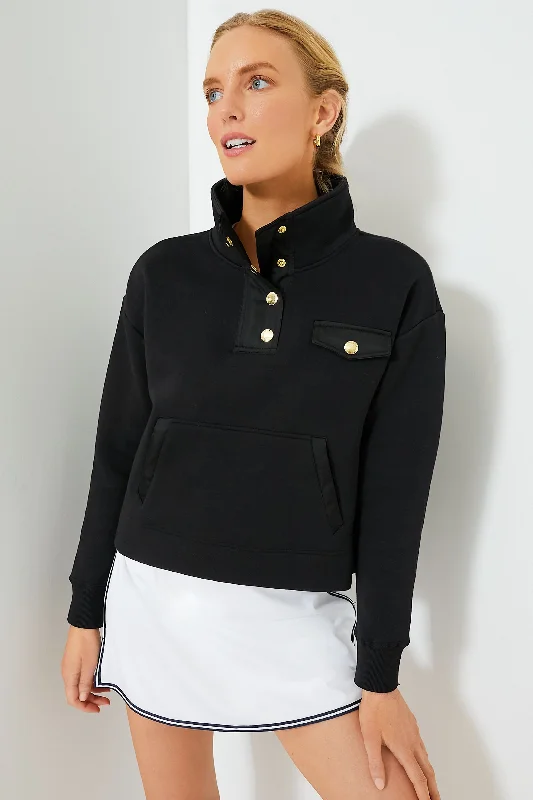 Graceful Drape Black Snap Neck Bailey Pullover