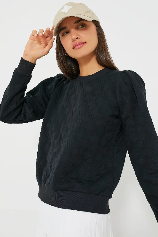 Minimalist Office - Ready Style Black Puff Sleeve Campbell Pullover