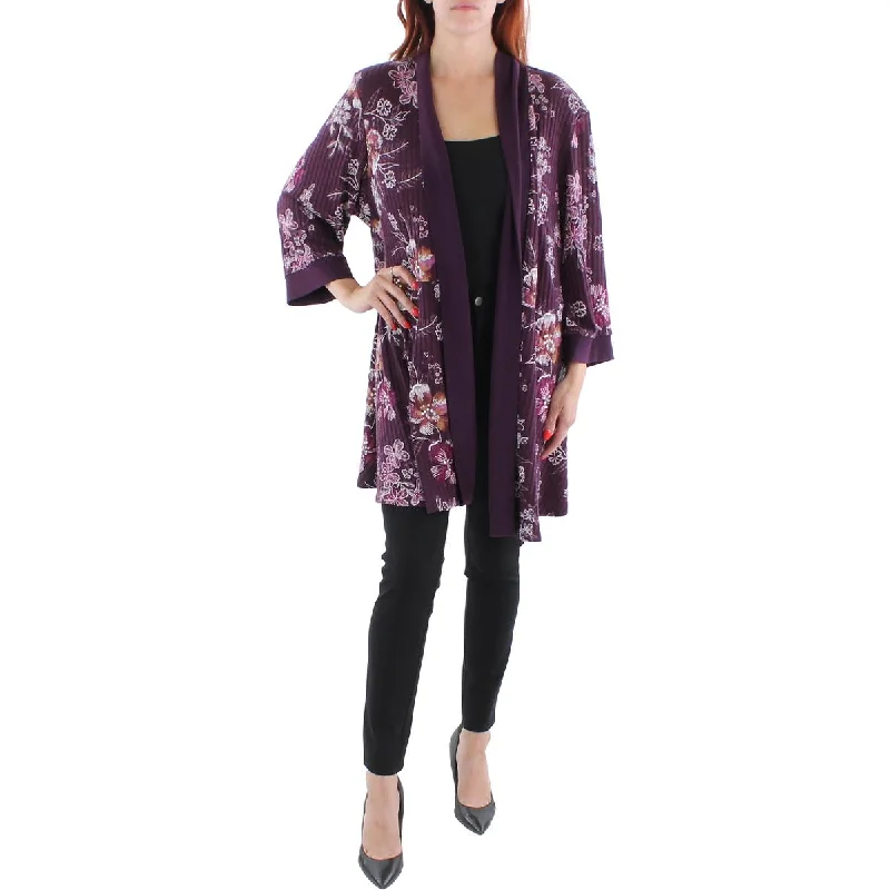 Athleisure Wear Special Offer Plus Womens Knit Floral Duster Blazer