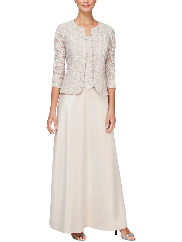 Hollywood Glam Award - Show Style Womens Lace Glitter Collarless Blazer