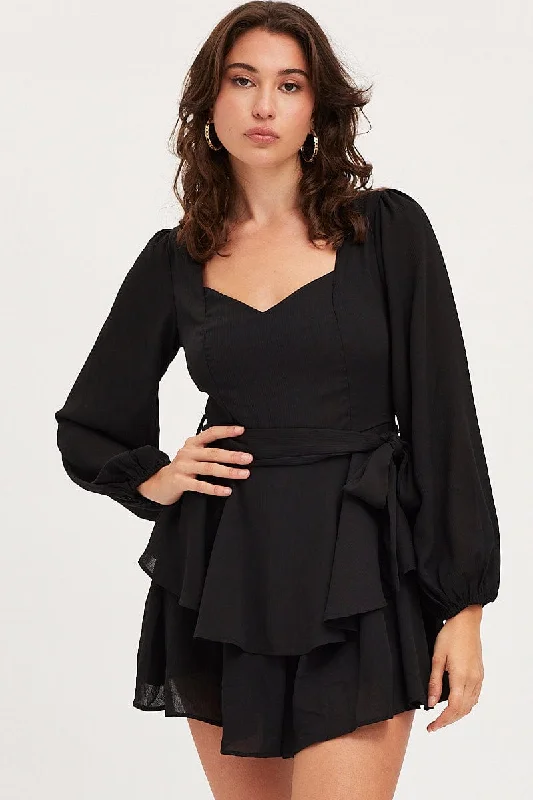 Budget Saver Black Playsuit Long Sleeve