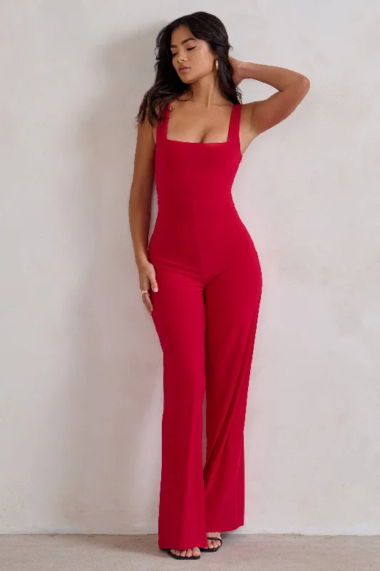 Forward Trendsetter Toni | Red Square Neck Sleeveless Jumpsuit