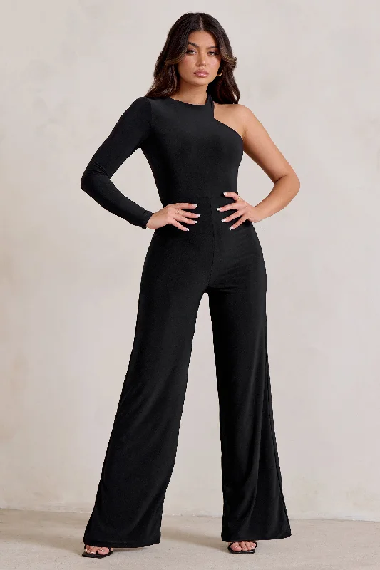 The Latest Fashion Trends Kayla | Black Asymmetric Cut Out Jumpsuit