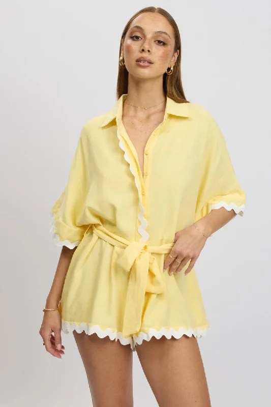 Classic Appeal Yellow Oversized Playsuit