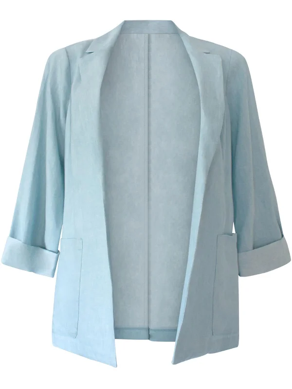 Seasonal Picks Womens Collared Split Hem Open-Front Blazer