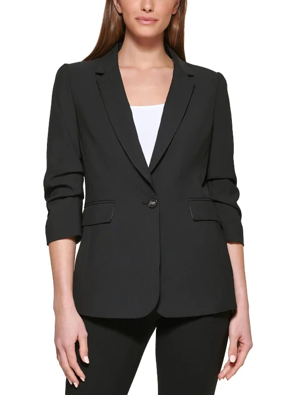 Essentials On Sale Petites Madison Womens Solid Polyester One-Button Blazer