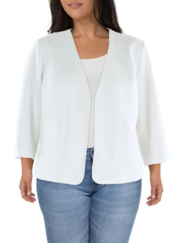 Quick Grab Deals Plus Womens Crepe Business Open-Front Blazer